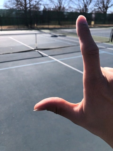 hand pose for camera on tennis